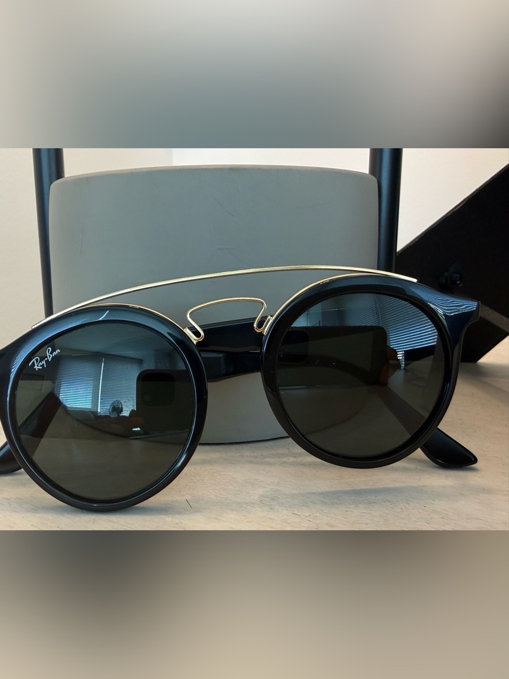 Ray-Ban Black Sunglasses with Gold Double Bridge